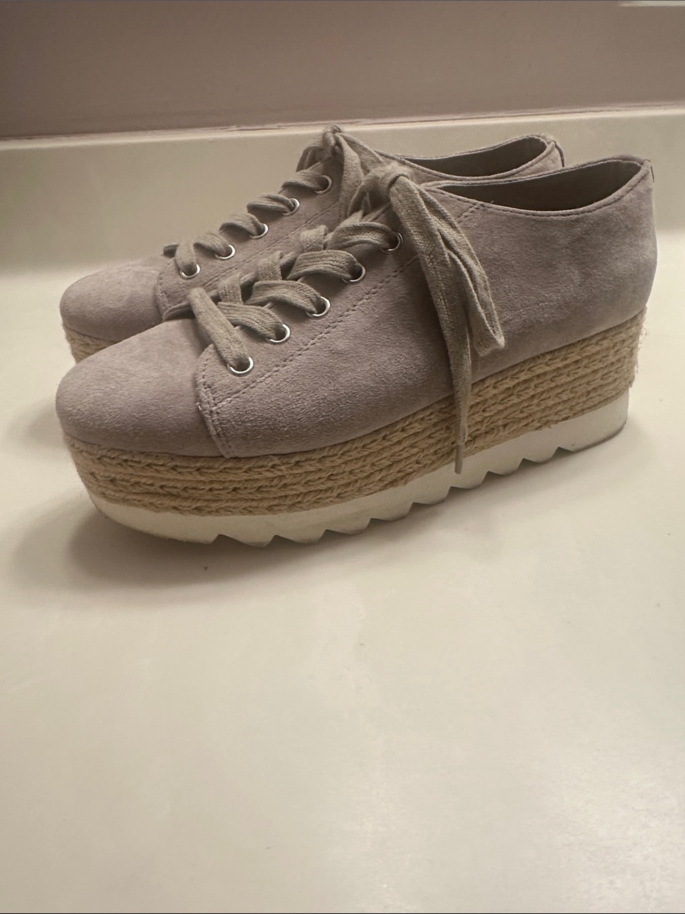 Steve Madden Women's Suede Lace-Up Sneakers in Light Taupe - Picture 2 of 6